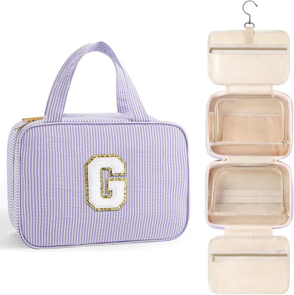 TOPEAST 2025 Graduation Gifts for Her - Hanging Toiletry Bag for Women, Travel Toiletry Bag Makeup Bag, Personalized Travel Essentials for Women - Letter G, Purple