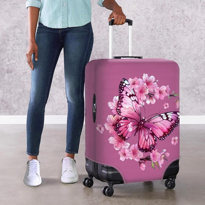 Purple Butterfly Luggage Cover Anti-scratch Baggage Suitcase Protector Fits 18-21 Inch Luggage
