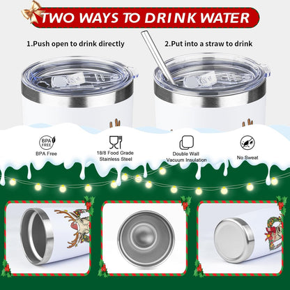 StarSpeed 20oz Christmas Tumbler Bulk with Lid and Straw, Stainless Steel Double Wall Vacuum Insulated Travel Mug, Powder Coated Coffee Cups for Hot and Cold Drinks,Funny Christmas Gifts for Women Men
