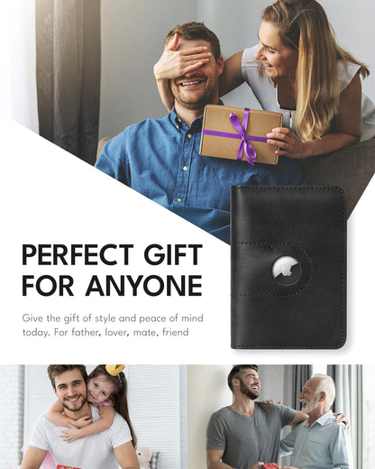 ALLIVE Passport Holder for Travel with AirTag Holder - Genuine Leather Passport Cover & Wallet for Men and Women, Airport Essentials
