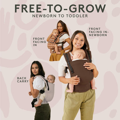 Baby Tula Linen Panel Free-to-Grow Baby Carrier - Adjustable, Comfortable, Newborn to Toddler Carrier - Ergonomic Fit for 7lbs to 45lbs - Plant-Based Fabric - Back & Front Carry Options - Sand (Tan)