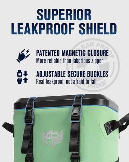 Magnetic Soft Cooler, Zipperless Soft Sided Cooler Bag for Men & Women, Insulated Backpack Coolers for Tailgating, Beach, Lunch, Picnic, Kayak