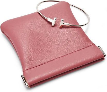 PU Leather Jewelry Travel Bag Leather Jewelry Pouch Christmas,Wedding Party Favor Gift Bag (L, Pink)