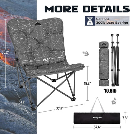 KingCamp Butterfly Chair Oversized XL Saucer Chair for Adults Padded Folding Comfy Camping Chairs for Teens Kids 300lbs Heavy Duty with High Back for Bedroom Living Room Dorm Rooms Outdoor Patio Lawn