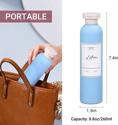 Travel Shampoo Bottle, Empty Plastic Squeeze Bottles 8.8oz with Flip Cap, Lotion Container for Toiletries Travel Size Shampoo and Conditioner