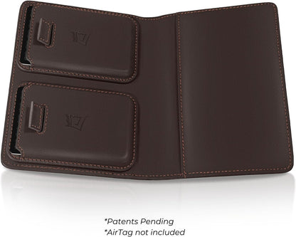 Kings Loot Passport Holder Wallet | RFID Blocking Leather Travel Wallet with Built-in Airtag Holder | Holds 1-6 Cards & Passport | Easy Pull Tab | Travel Wallets (Truffle)