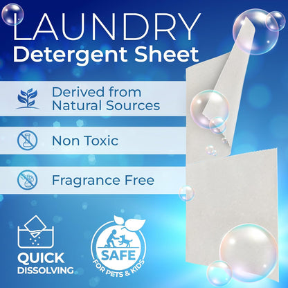 Gull Living Home Travel Laundry Detergent Sheets - 60 Loads Pack - Eco Laundry Detergent Sheets Unscented - Tackles Tough Stains - Travel Friendly