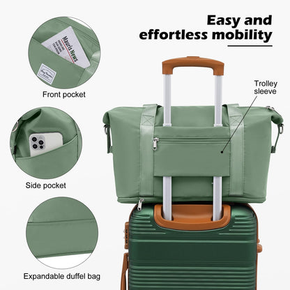 LONG VACATION 6 Piece ABS+PC Hardshell Luggage Set with Spinner Wheels, Lightweight suitcase set with TSA Lock & YKK Zipper