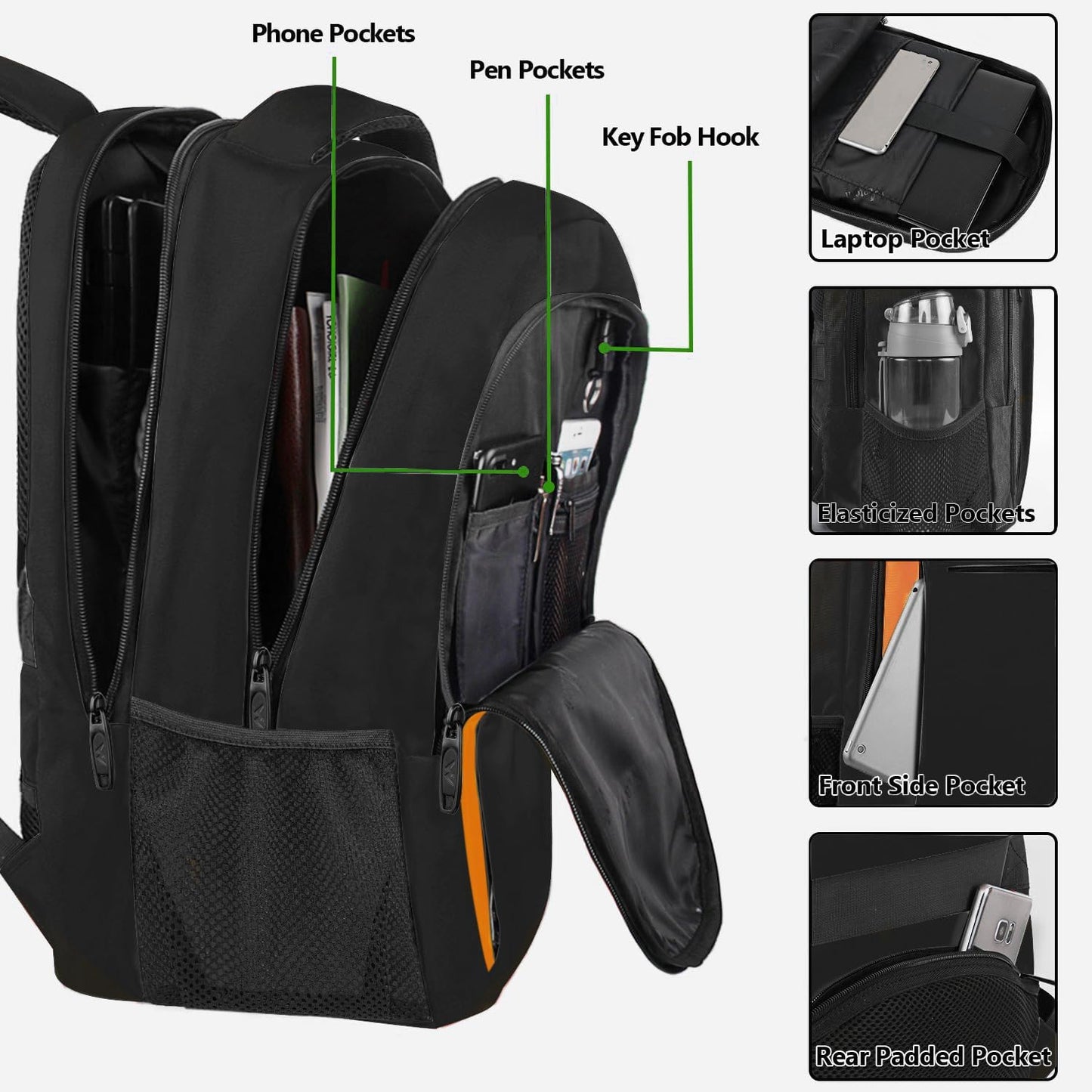MATEIN Travel Laptop Backpack, Slim Sturdy College Laptops Backpack with USB Charging Port, Business Anti Theft Water Resistant Computer Bag Gift for Men & Women Fits 15.6 Inch Notebook