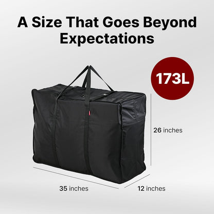 Plago Professional Quality Nylon Extra Large Duffel Bag, Lightweight Foldable Water Repellent, Cargo for Travel, Folding Bike, Tent Mattress Closet Storage (XXL: 173L capacity (35"" x 26"" x 11.8""))