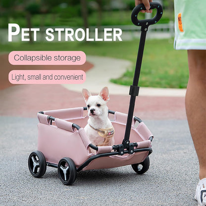 Dog Stroller 4 Wheels Folding Dog Cart Pet Stroller for Travelling Shopping Walking Playing for Small Dogs Cats (Plaid Green)