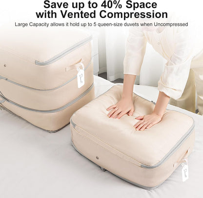 DIMJ Comforter Storage Bag - 110L Large Capacity Ultra Space Saving Self Compression Organize for Duvet, Pillow, Bedding, Blanket Sheet Storage Organizer Nylon Compression Bag for Storage