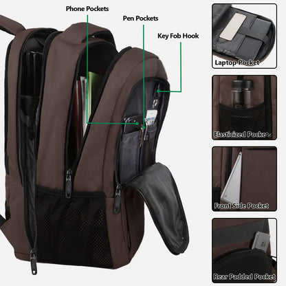 MATEIN Laptop Backpack, Extra Large TSA Friendly 17.3 Inch Travel Computer Backpack with USB Charging Port, Anti Theft Carry On Flight Approved Business Work College Backpack Bag for Men Women, Brown