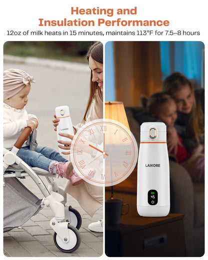 Portable Milk Warmer - Travel & On-The-Go, Quick Heating Breast Milk & Baby Milk Bottle Warmer, USB Rechargeable