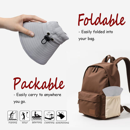 ZOORON Sun Hat for Men Women Fishing Hat with Neck Flap Wide Brim Bucket Hat UV Protection for Beach Camping Hiking