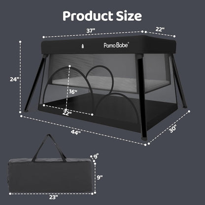 Pamo Babe Travel Crib Lightweight Playpen Baby Playard with Bassinet Portable Mini Playard