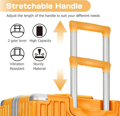 AnyZip Luggage Aluminium Frame Suitcase Hard Shell TSA Lock No Zipper 28In Orange