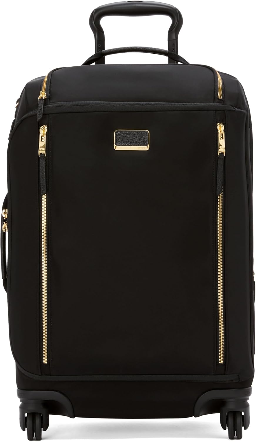 TUMI - Voyageur Leger 4 Wheeled Luggage - Women's Lightweight and Spacious, Sleek Silhouette, Durable Premium Suitcase - 21.8" International Expandable Carry-On, Black with Gold Hardware
