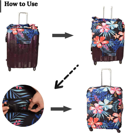 Suitcase Cover, Carry on Luggage Cover Protector - Travel Elastic Spandex Luggage Covers Fits 26 to 28 Inch Flower