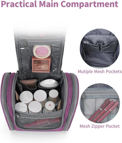 Narwey Small Hanging Toiletry Bag Women Travel Makeup Bag Organizer Toiletries Bag for Travel Size Essentials Accessories Cosmetics (Medium, Dark Purple)