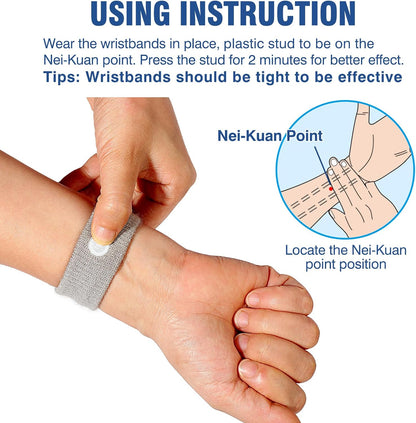 Motion Sickness Bands Anti Nausea Wristband for Adult and Kids Morning Sickness Relief for Pregnant Women Acupressure Nausea Relief for Car, Sea, Air Sickness - 3 Pairs Grey + 2 Pairs Black