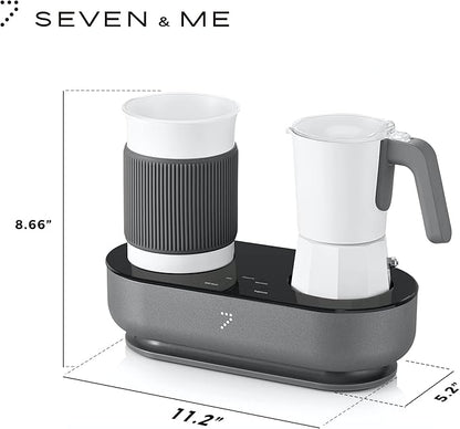 SEVEN&ME Espressor Machine Coffee Maker, with Milk Froth All-in-One Espresso Machine Combination, Latte Cappuccino Macchiato Espresso Electric Moka Pot, One Click Smart Operation（8.66"）