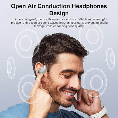 Ultra Ergonomic Open Ear Earbuds, Bone Conduction Over The Bluetooth Headphones Built-in Mic, Waterproof Design, LED Digital Display, Touch Control Operate, Fit Cycling Running Workout Sport, Black
