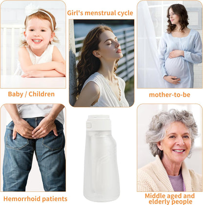 Portable Bidet, Electric Rechargeable Women's Perineal Bottle, 400ml Water Tank, 3 Pressure Modes, with 2 Replaceable Nozzles, Suitable for Men, Women, Babies and Postpartum Cleaning (White)