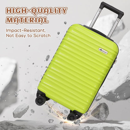 Carry on luggage 20 In suitcase with Spinner Wheels ABS & PC Hardside Luggage（Lime）