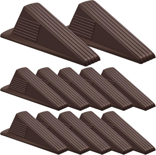 Frienda 12 Pcs Jumbo Door Stoppers Heavy Duty Door Stopper Tall up to 2inch Tall Wedge TPR Large Wedge Stackable Big Rubber Doorstop for Hotel Carpet Hardwood Concrete and Tile (Coffee)