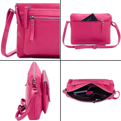 Wise Owl Accessories Small Soft Pebbled Real Leather Crossbody Handbags Purses Sling Crossover Shoulder Bag