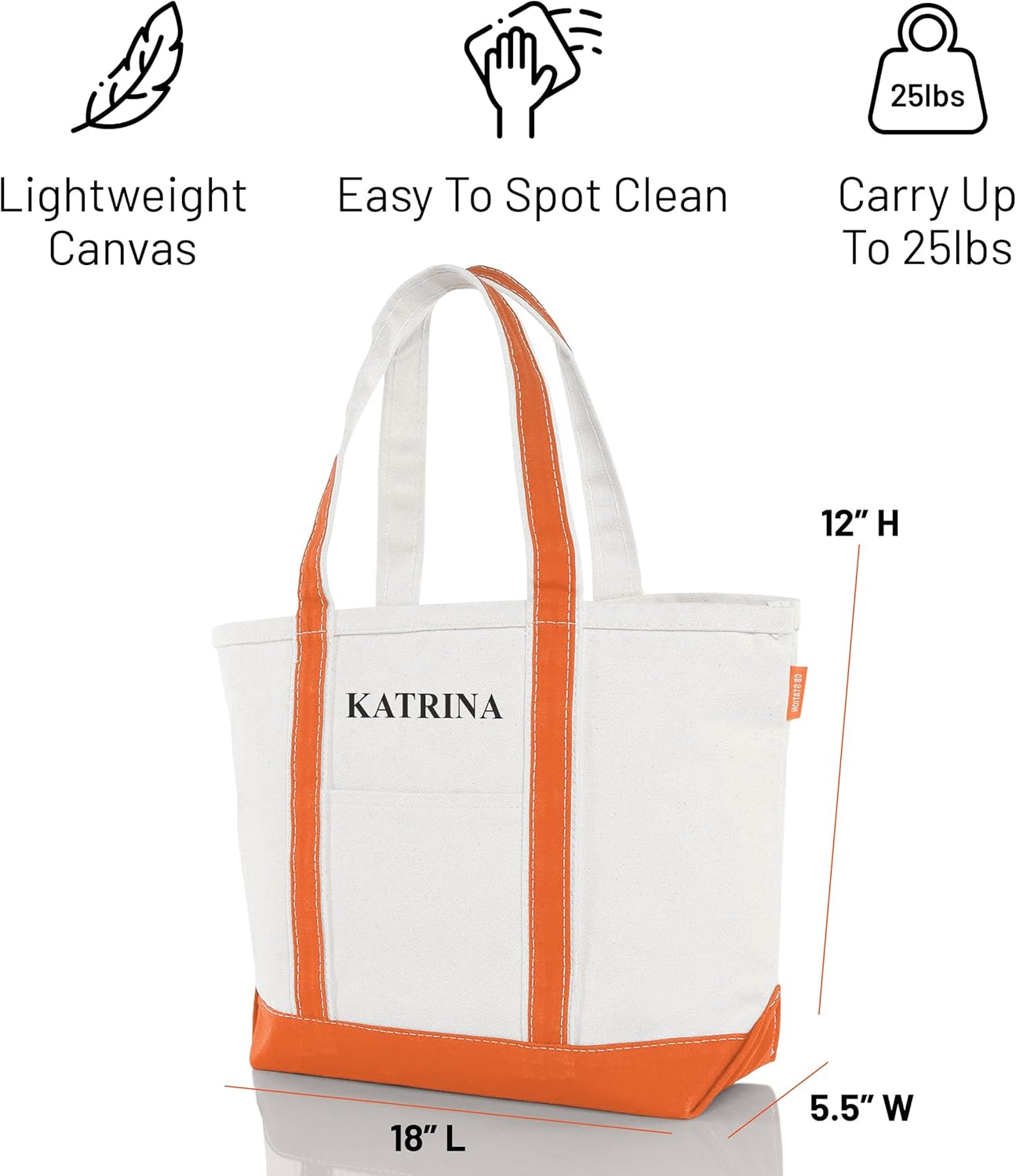 CB STATION Medium Classic Canvas Tote Bag for Women, Top Zipper Closure, Outer Pocket, Daily Essentials, Groceries, Traveling