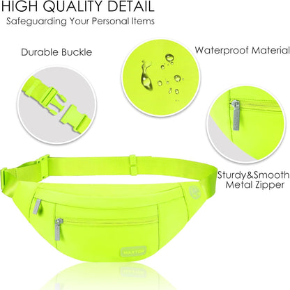 MAXTOP Large Crossbody Fanny Pack with 4-Zipper Pockets,Gifts for Enjoy Sports Festival Workout Traveling Running Casual Hands-Free Wallets Waist Pack Phone Bag Carrying All Phones