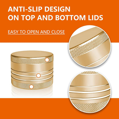 Small Pill Box, Portable Daily Box, Aluminium Alloy Round Container for Pills, Pocket Case (Gold)