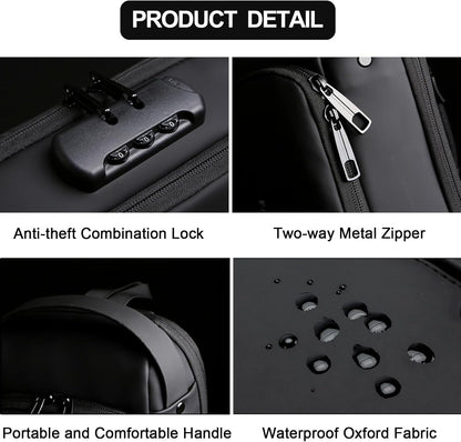 Sling Bag for Men Anti-theft USB Crossbody Shoulder Backpack Purse Waterproof PU Leather Chest Bag Travel Daily Use