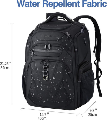 KROSER TSA Friendly Travel Laptop Backpack 18.4 inch XXXL Gaming Backpack Water-Repellent College Daypack Business Backpack with RFID Pockets & USB Port for Men/Women-Black