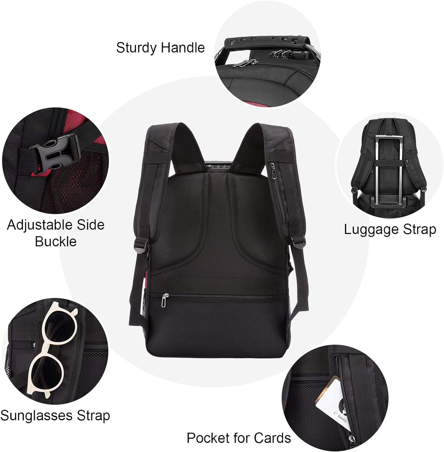 LOVEVOOK Large Backpack for Men 18.4 inch Heavy Duty Travel Laptop Backpack with USB Port Waterproof for Business Work (18 inch, Red)