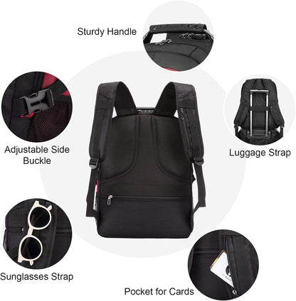 LOVEVOOK Travel Laptop Backpack Waterproof Anti Theft with Lock and USB Charging Port Large Computer Business Backpack for Men Women College (15.6 inch,Red)
