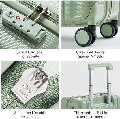 Hanke 29 Inch Luggage Suitcases With Spinner Wheels Lightweight PC hardside Rolling Suitcase With Travel Lock, Checked-Large 29-Inch(Bamboo Green)