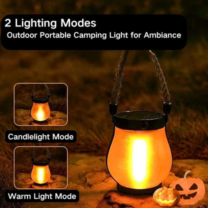 Solar Lantern Outdoor Lights, Flickering LED with Hemp Rope Handle, Dual Charging (Solar & USB), Water-Resistant Hanging Decor for Garden, Yard, Patio, Porch, Pathway, Camping (3)