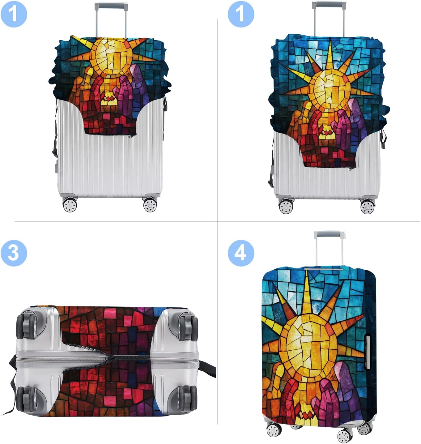 Luggage Cover Washable Suitcase Protector Anti-scratch Suitcase cover Fits 20-34 Inch Luggage (Sun, S(20-22inch suitcase))