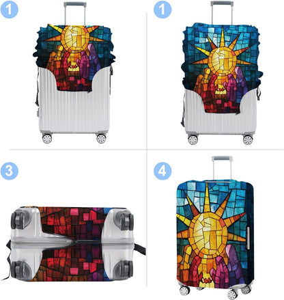 Luggage Cover Washable Suitcase Protector Anti-scratch Suitcase cover Fits 20-34 Inch Luggage (Sun, S(20-22inch suitcase))