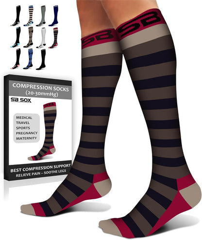 SB SOX Compression Socks for Men & Women (20-30 mmHg) - Best Support Stockings for Travel, Medical, and Sports - Perfect for Everyday Wear