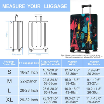 Luggage Cover Washable Suitcase Protector Anti-scratch Suitcase cover Fits 20-34 Inch Luggage (Tower-4, M(24-26inch suitcase))