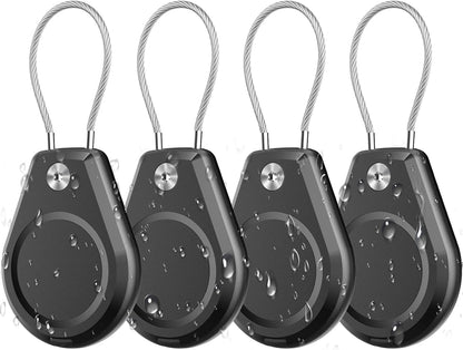 4 Pack Waterproof Secure Holder for AirTag Accessories, Anti-Theft Track Case with Steel Cable, Ultra Durable Scratch-Resistant Cover -Compatible with Apple AirTag for Keychain,Car,Bike,Luggage, Pet