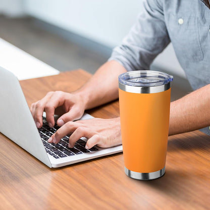 20oz Tumbler with Straw and Brush, Stainless Steel Vacuum Insulated tumbler, Double Wall Insulated Coffee Tumbler for Outdoor, Home, Travel,Office (Orange,1pcs)