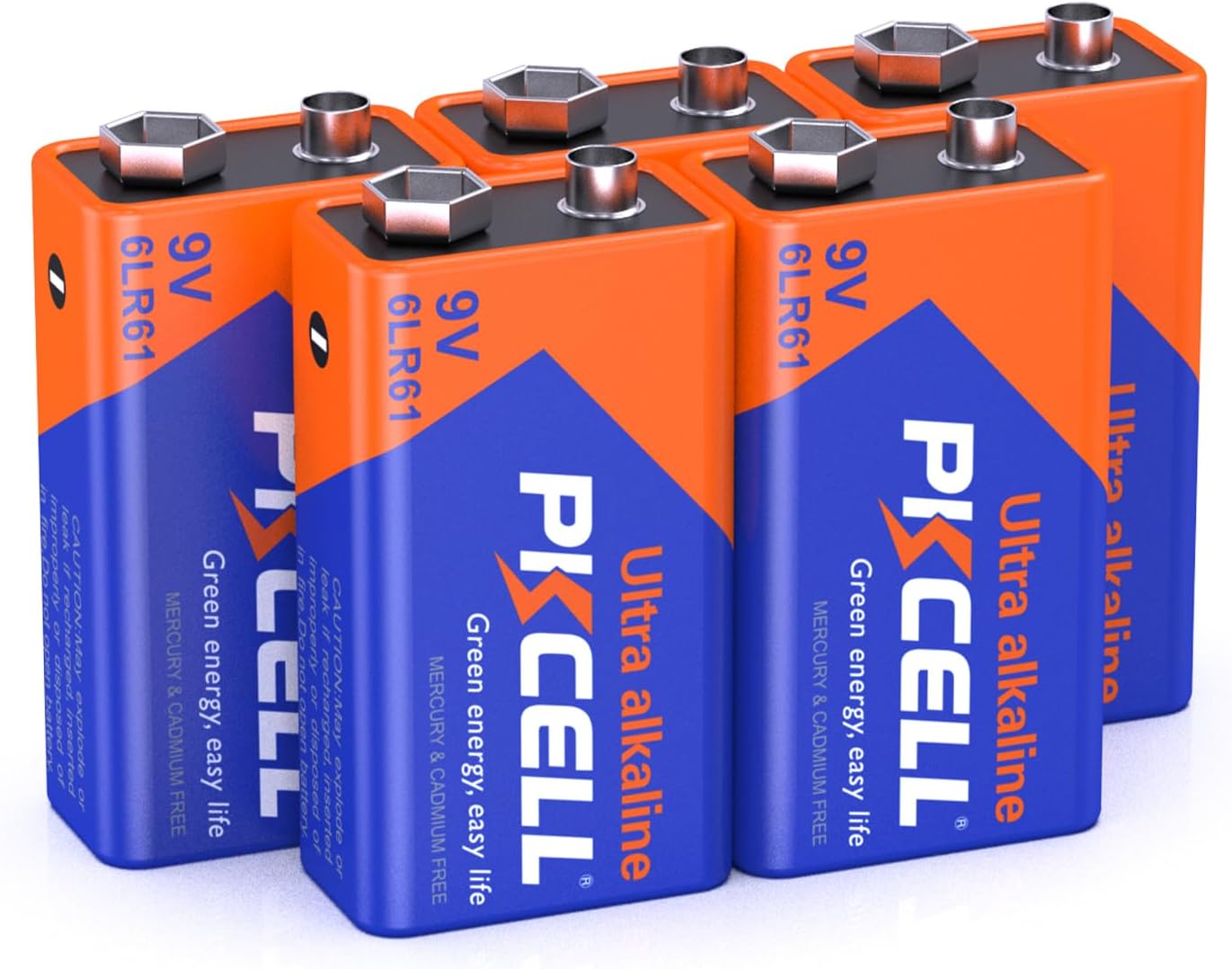 PKCELL 9V Battery Carbon Zinc for Smoke Detectors 6F22 Battery, 10-Year Shelf Life