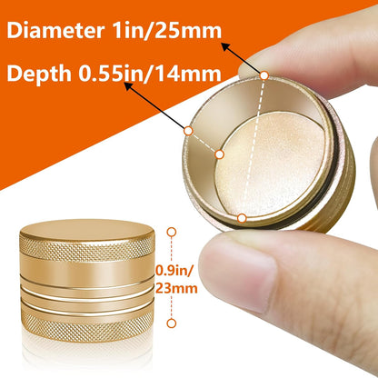 Small Pill Box, Portable Daily Box, Aluminium Alloy Round Container for Pills, Pocket Case (Gold)