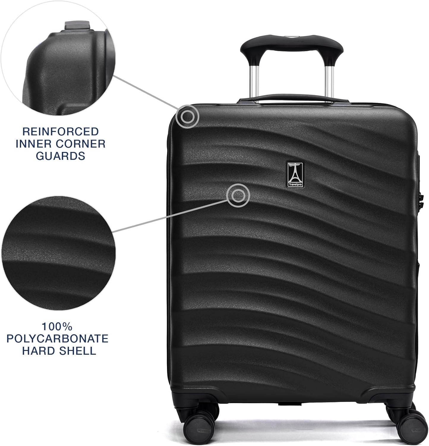 Travelpro Maxlite Air V2 Hardside Expandable Carry on Luggage, 8 Spinner Wheels, Lightweight Hard Shell Suitcase, TSA lock, Black, International Carry On 18-Inch