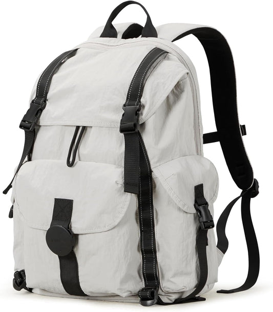 mixi Travel Backpack for Women Men, 18 Inch Carry On Laptop Backpack Flight Approved fits 16'' Laptop, Lightweight Waterproof Hiking Backpack Travel Outdoor Business Casual Daypack, Light Gray